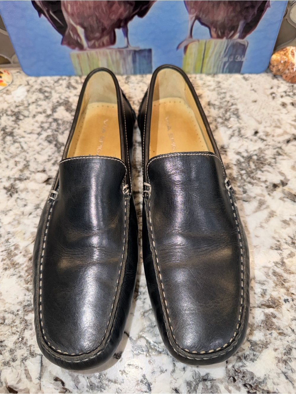 Via Spiga Black Leather Slip-On Loafers - Like New!!